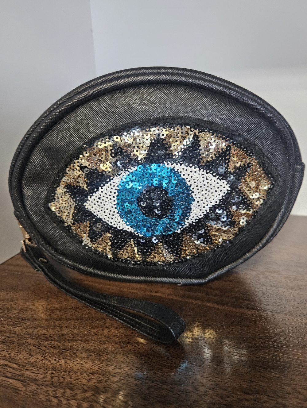 Black Sequin Eye Wristlet Clutch - All Seing Eye - Unique - Weird But Cool